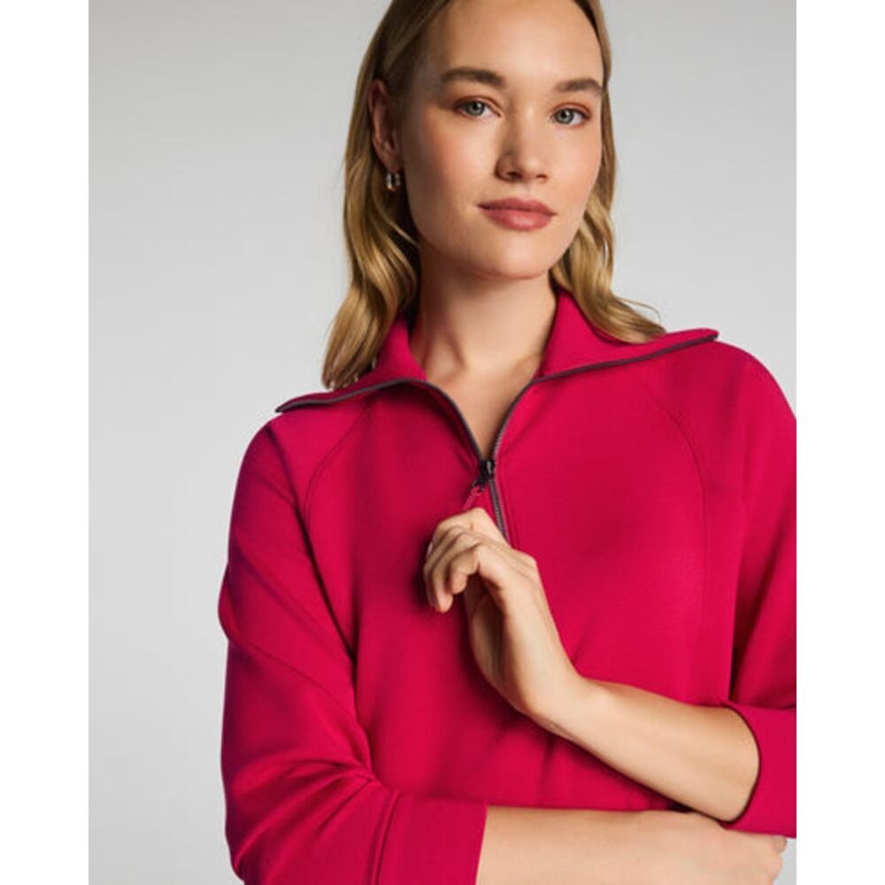 Spanx Women's Air Essentials Lightweight Half Zip Sweatshirts Fuchsia XL NWT - Picture 4 of 14